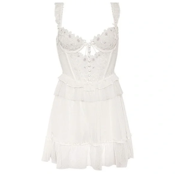 For love and lemons eternal rose White Lace Babydoll Lingerie - Picture 7 of 8